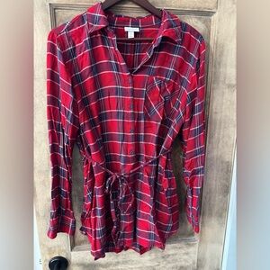 Isabel Maternity by Ingrid & Isabel Red and Blue Plaid Shirt -M